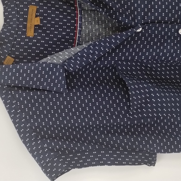 Jachs Girlfriend button down medium navy white print short sleeve front pockets - Picture 4 of 8